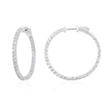 Certified 14K Gold 2ct Natural Diamond G-SI Round Inside Out 32mm Hoop Earrings