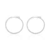 Certified 14K Gold 2ct Natural Diamond G-SI Round Inside Out 32mm Hoop Earrings