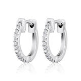 Certified 14K Gold 0.1ct Natural Diamond G-SI Huggie 11.5mm Hoop Earrings