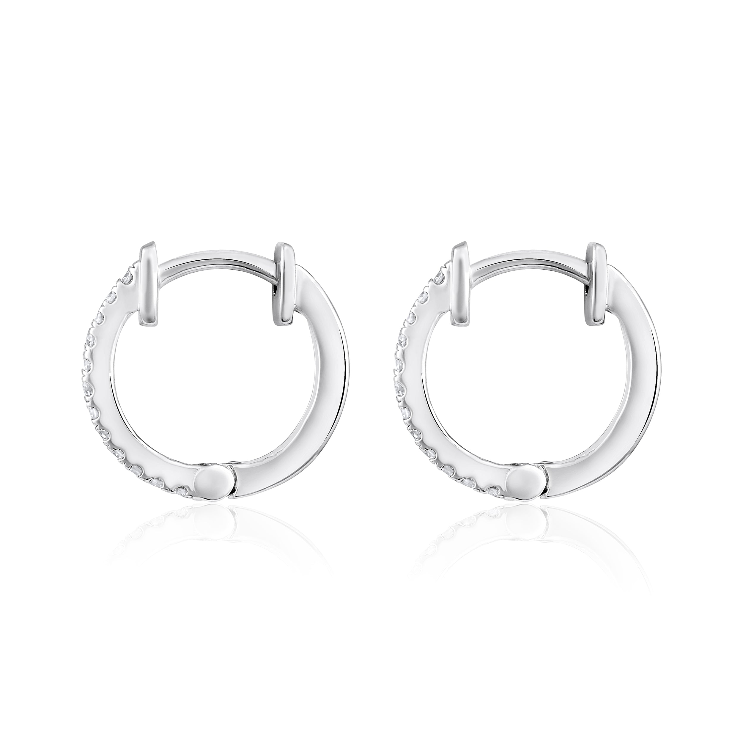 Certified 14K Gold 0.1ct Natural Diamond G-SI Huggie 11.5mm Hoop Earrings