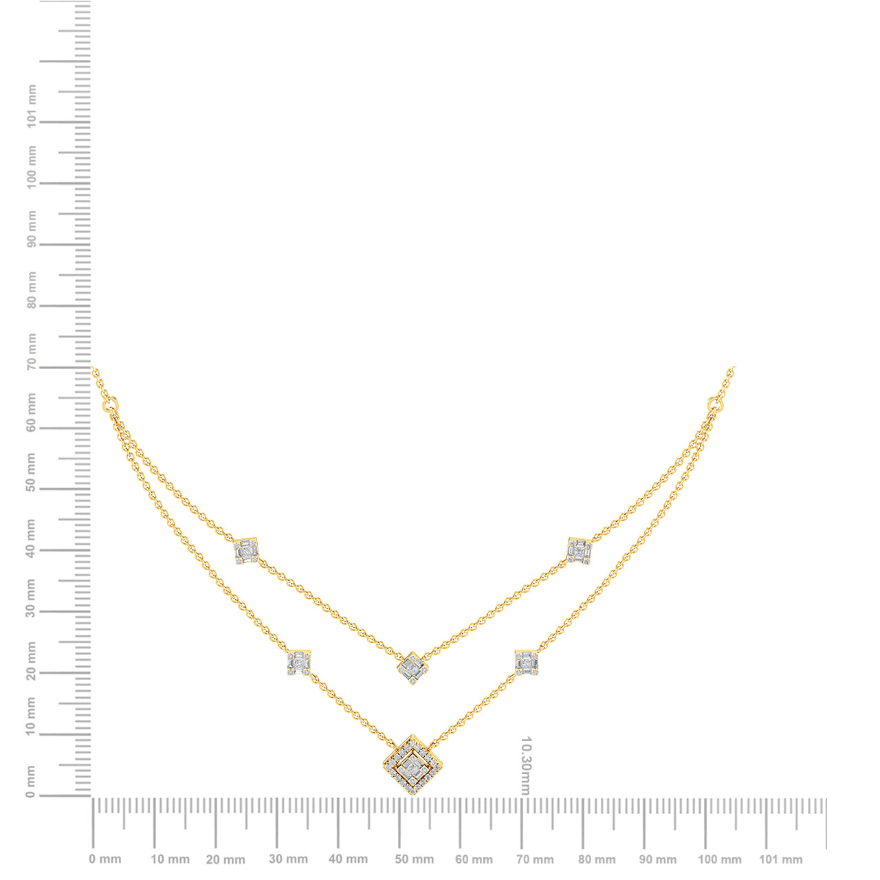 Certified 14K Gold  0.5ct Natural Diamond Halo Double-Layered Multi-Strand Necklace