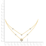 Certified 14K Gold  0.5ct Natural Diamond Halo Double-Layered Multi-Strand Necklace