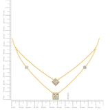 Certified 14K Gold  0.5ct Natural Diamond Princess Baguette Square Halo Necklace