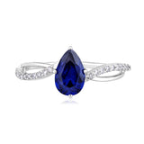 Certified 10K Gold 1.25ct Natural Diamond w/ Simulated Tanzanite Pear White Ring