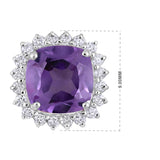 CLEARANCE! Certified 10K Gold 1.6ct Natural Diamond w/ Simulated Amethyst Cushion White Pendant