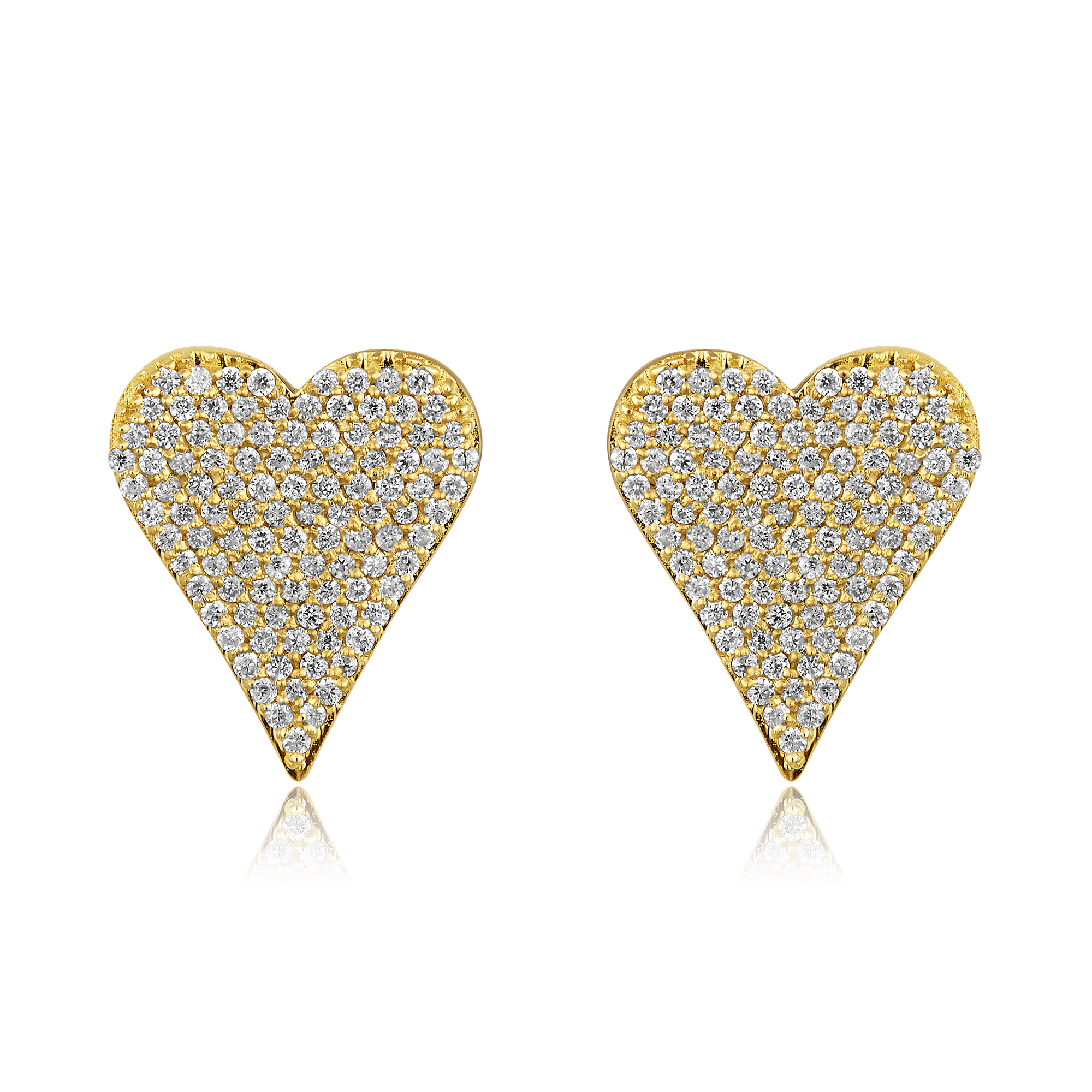 Certified 14K Gold 0.32ct Natural Diamond Heart Love Cluster Stud Earrings