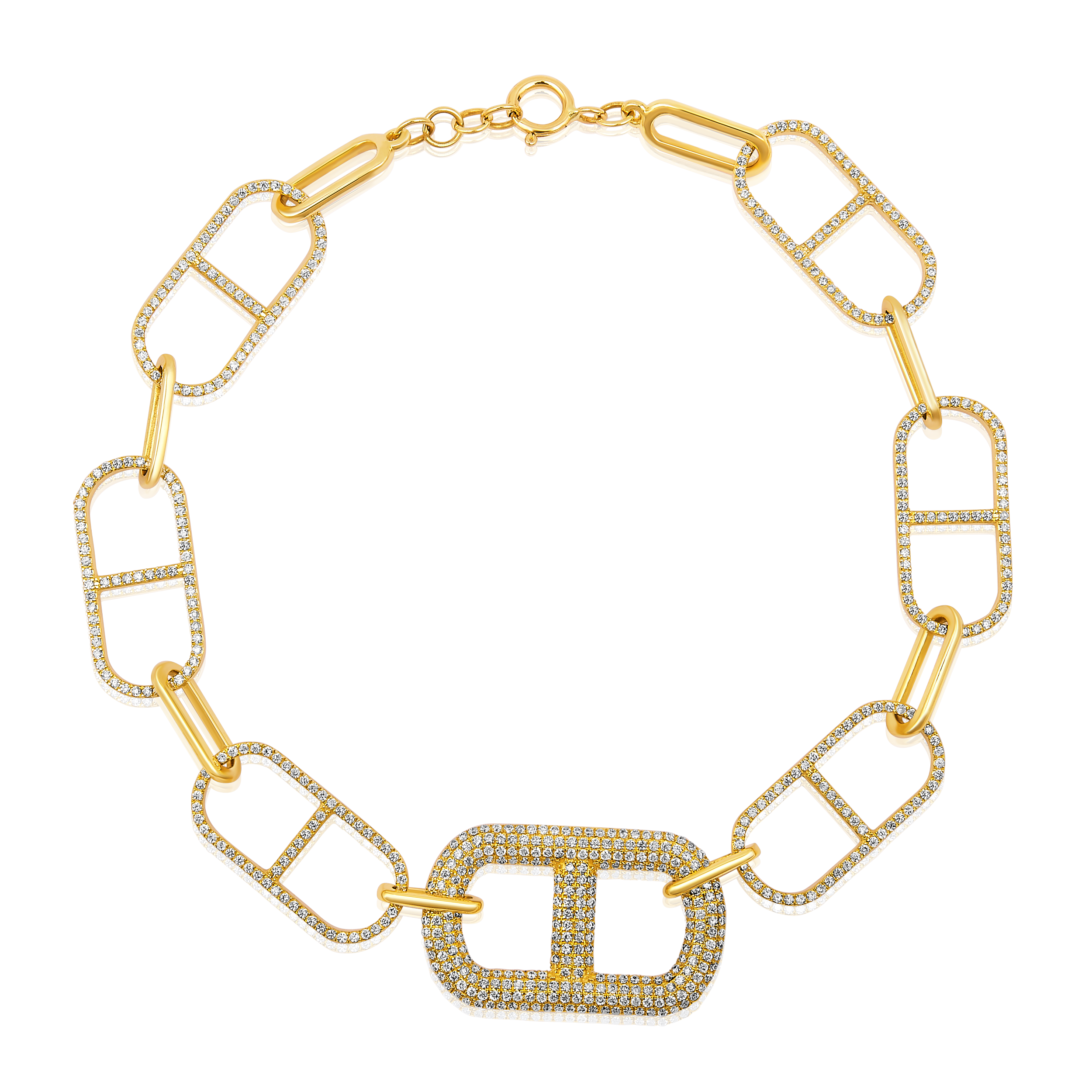 Certified 14K Gold 1ct Natural Diamond Chain Link Designer Paperclip Bracelet