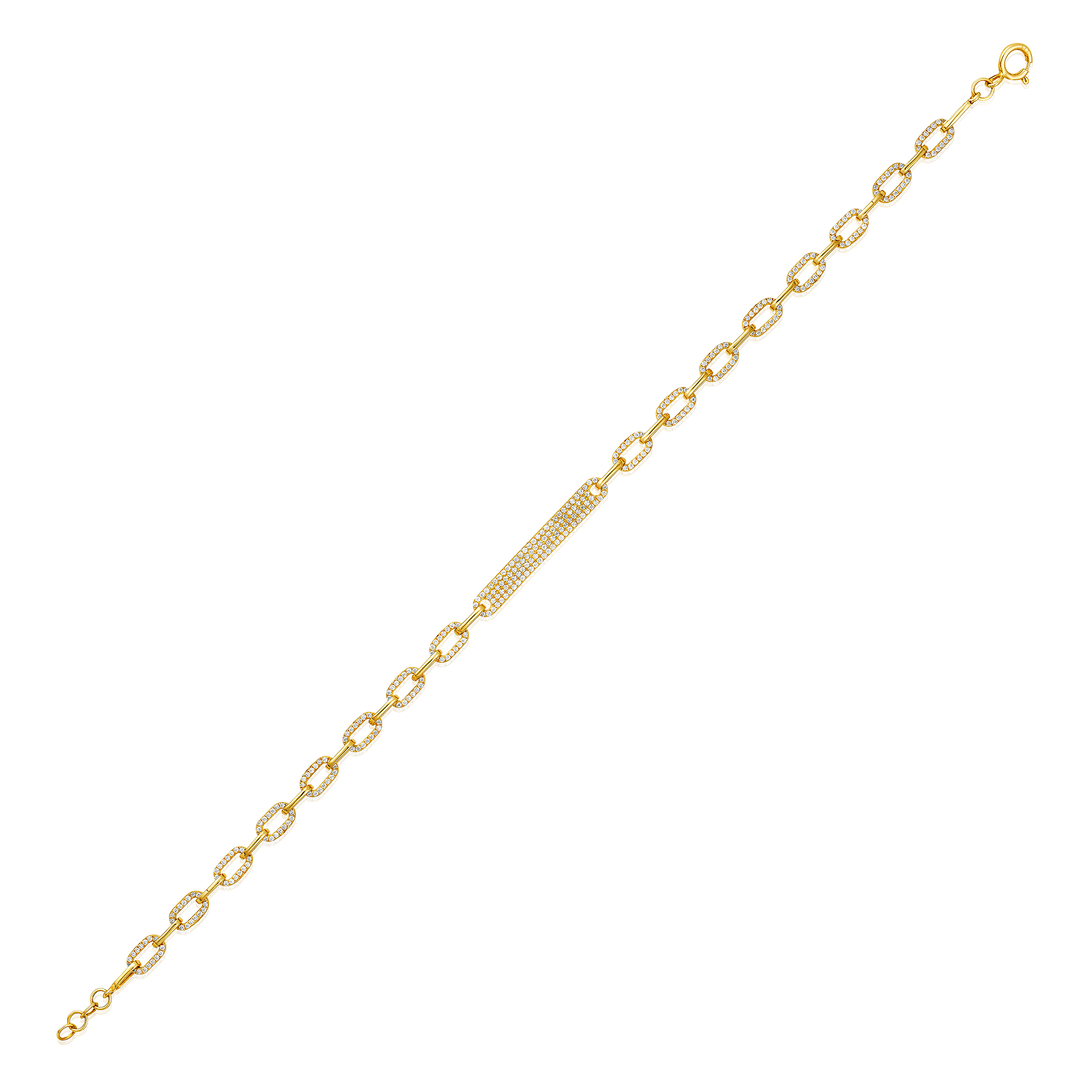 Certified 14K Gold 0.61ct Natural Diamond Uni Paperclip Chain Link Bar Bracelet