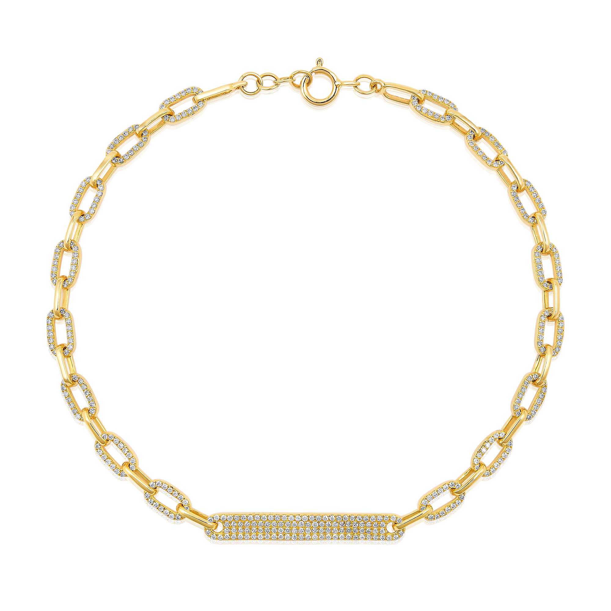 Certified 14K Gold 0.61ct Natural Diamond Uni Paperclip Chain Link Bar Bracelet