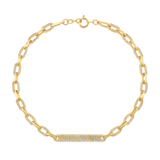 Certified 14K Gold 0.61ct Natural Diamond Uni Paperclip Chain Link Bar Bracelet