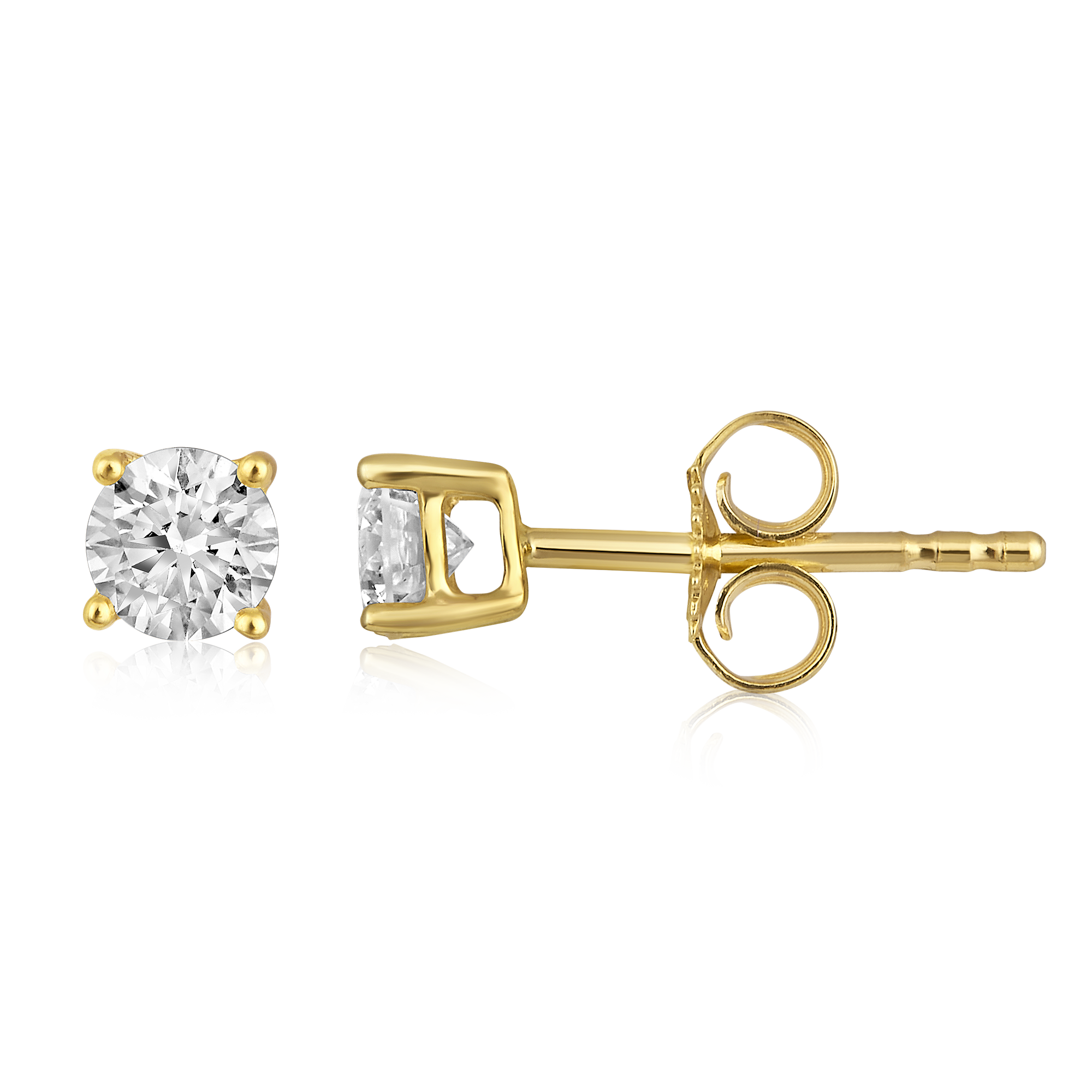 Certified 14K Gold 0.5ct Natural Diamond Classic Solitaire Stud Earrings