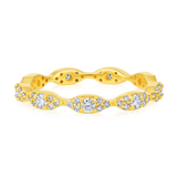 Certified 14K Gold 0.64ct Natural Diamond Wave Stack Eternity Wedding Band Ring