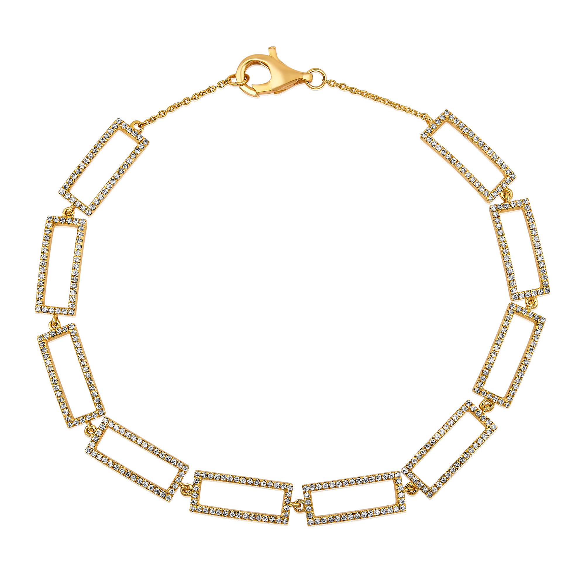 Certified 14K Gold 0.7ct Natural Diamond Unique Paperclip Chain Link Bracelet