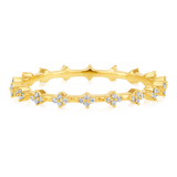 Certified 14K Gold 0.12ct Natural Diamond Eternity Band Stackable Spike Ring