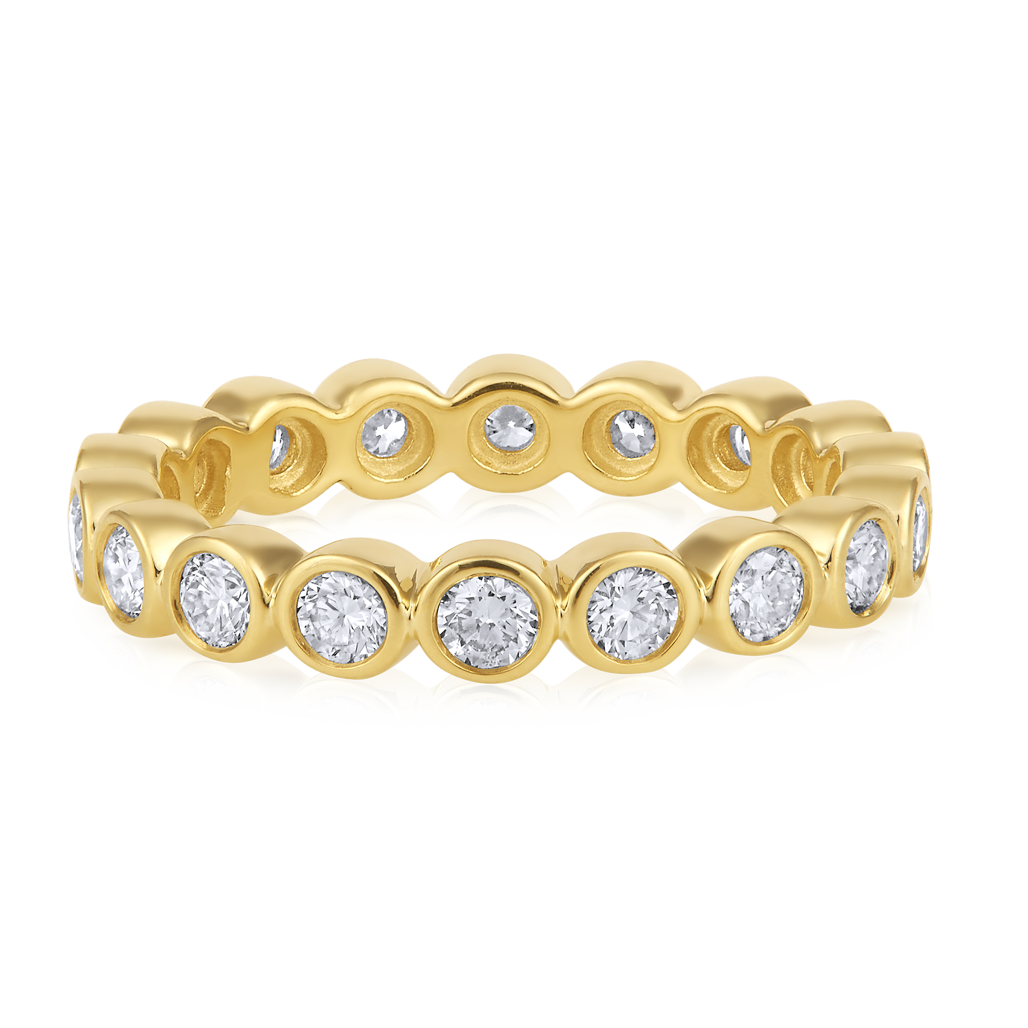 Certified 14K Gold 1.02ct Natural Diamond Full Eternity Bezel Beaded Band Ring