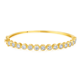 Certified 14K Gold 3.6ct Natural Diamond Bezel Set Bangle Wedding Bracelet