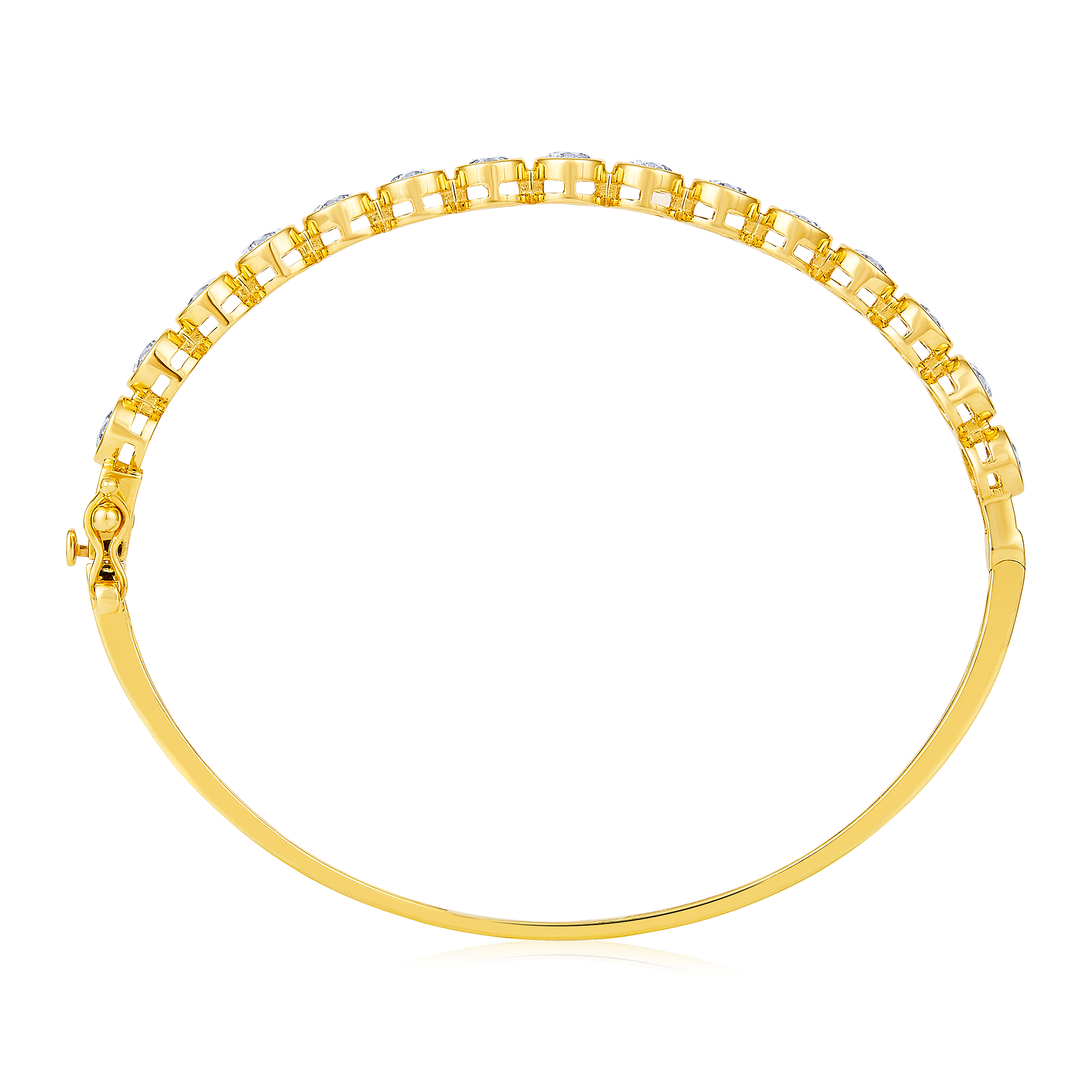 Certified 14K Gold 3.6ct Natural Diamond Bezel Set Bangle Wedding Bracelet