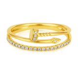 Certified 14K Gold 0.15ct Natural Diamond Nail Designer Band Link Statement Ring