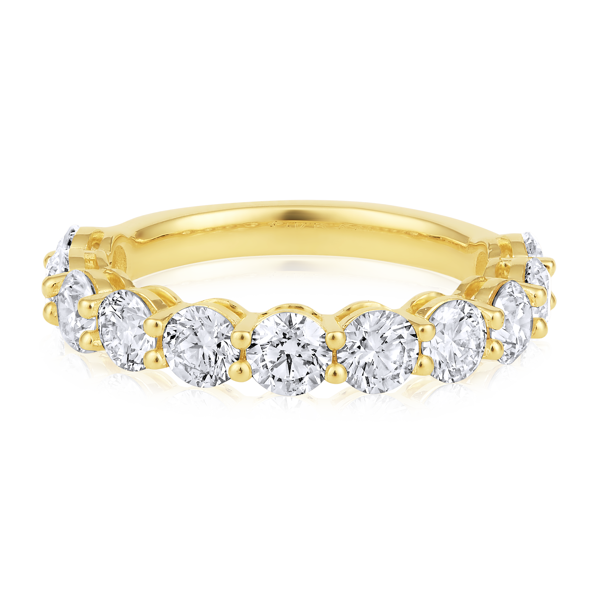 Certified 14K Gold 2.3ct Natural Diamond Shared Prond Eternity Band Thick Ring