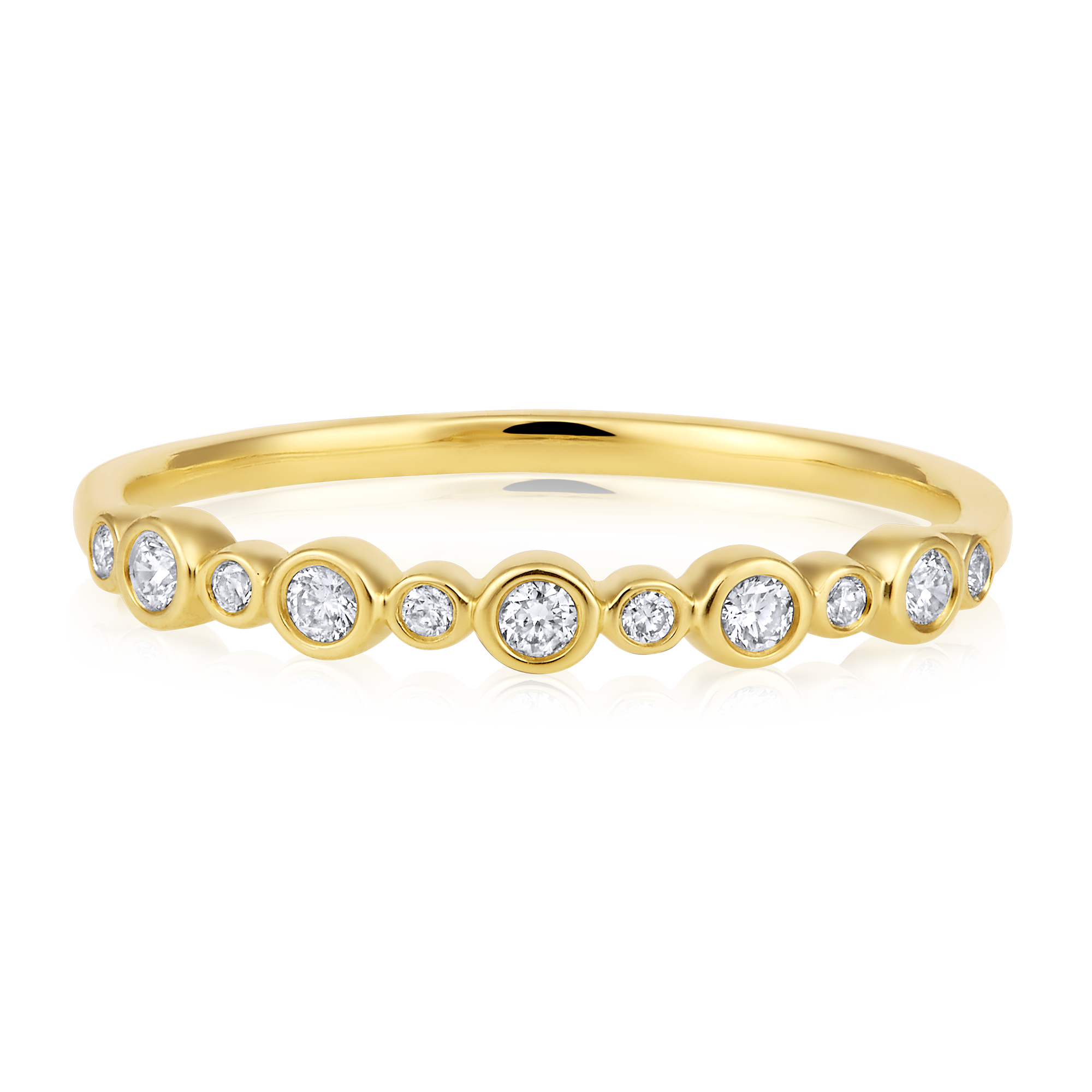 Certified 14K Gold 0.13ct Natural Diamond Bezel Wedding Eternity Band  Ring