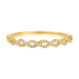 Certified 14K Gold 0.1ct Natural Diamond Crisscross Stackable Infinity Band Ring