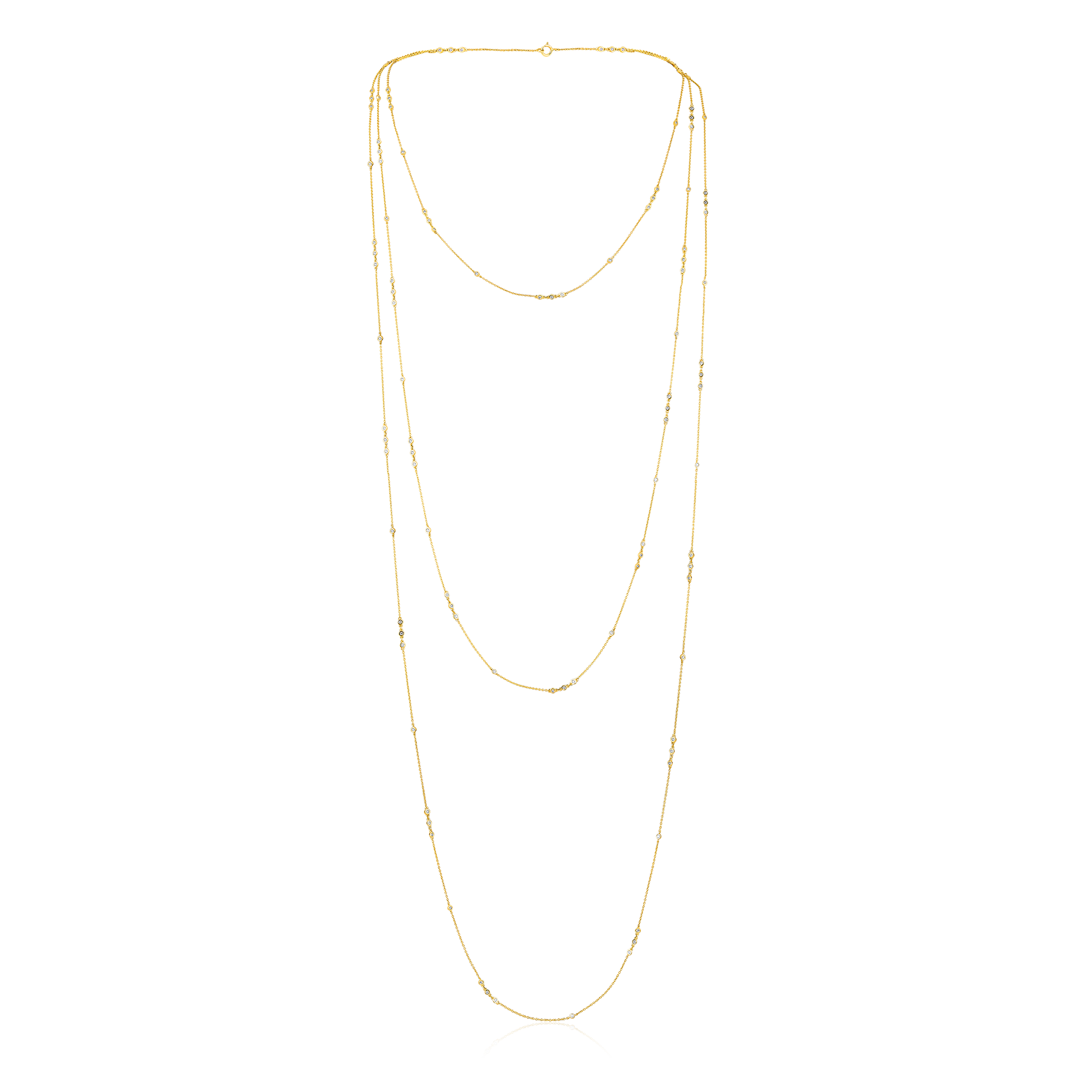 Certified 14K Gold 1.13ct Natural Diamond Multistone Station Designer Necklace