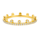 Certified 14K Gold 0.2ct Natural Diamond Crown Band Wedding Throne Queen  Ring