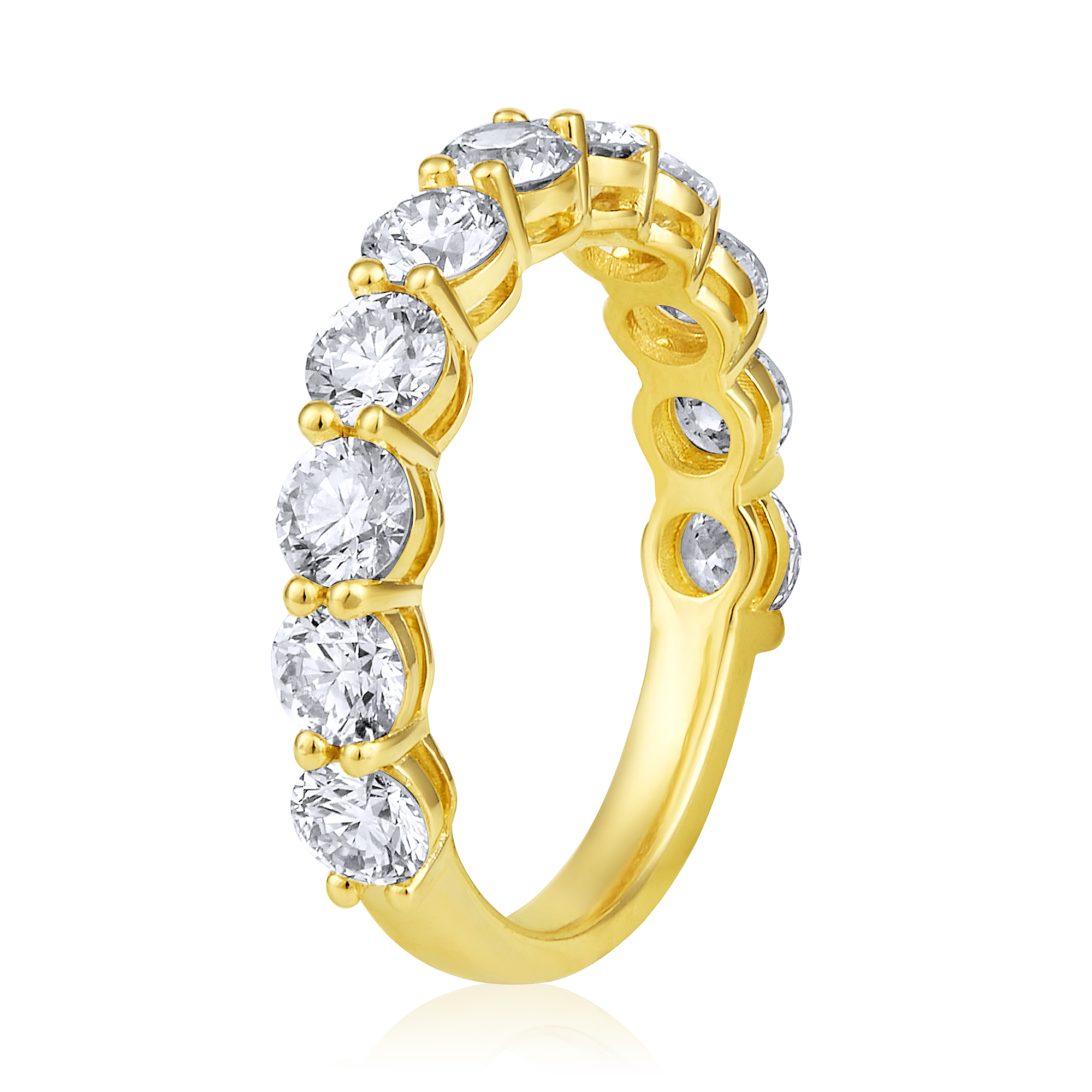 Certified 14K Gold 2.3ct Natural Diamond Shared Prond Eternity Band Thick Ring