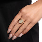 Certified 14K Gold 0.33ct Natural Diamond Oval Cocktail Statement Signet Ring