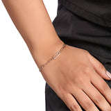 Certified 14K Gold 0.2ct Natural Diamond Round Paperclip Delicate Chain Bracelet