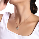 Certified 14K Gold 0.3ct Natural Diamond Maple Leaf Gift Charm Pendant Necklace