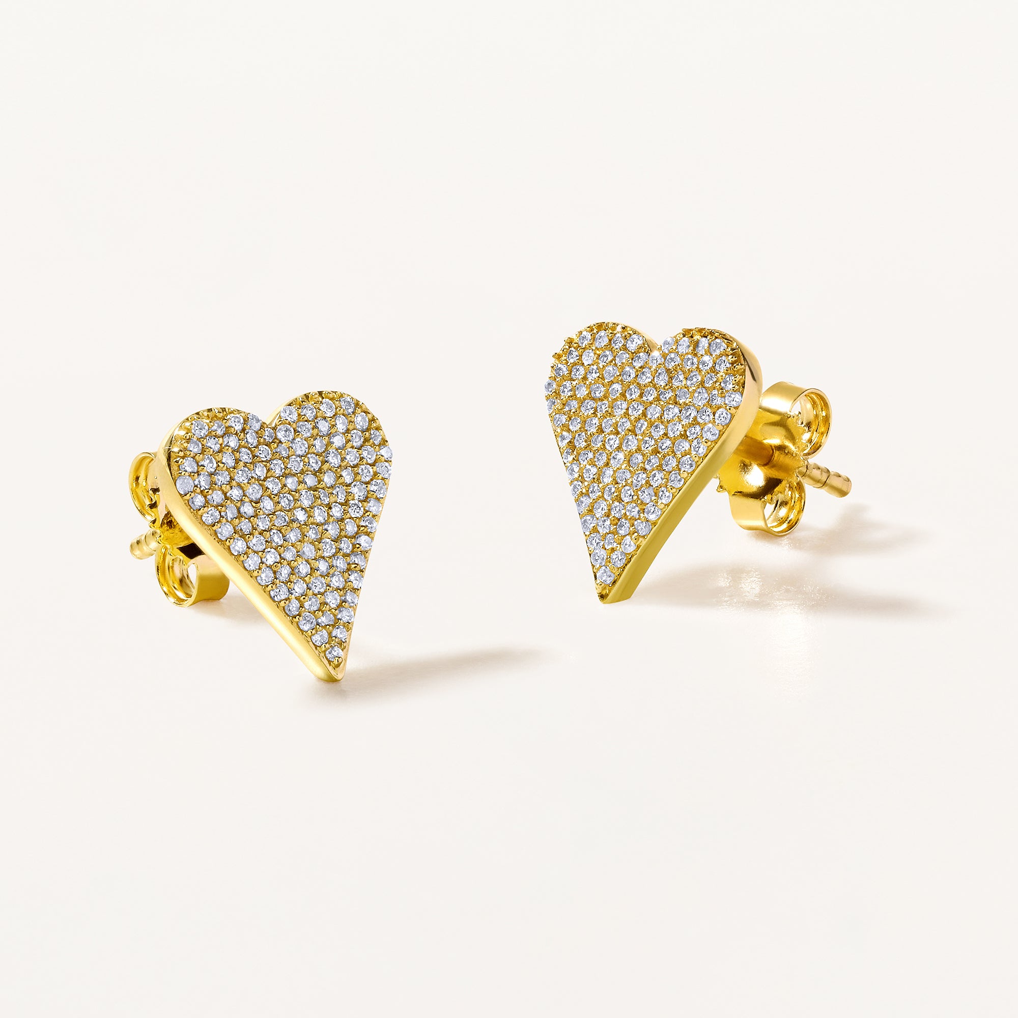 Certified 14K Gold 0.32ct Natural Diamond Heart Love Cluster Stud Earrings