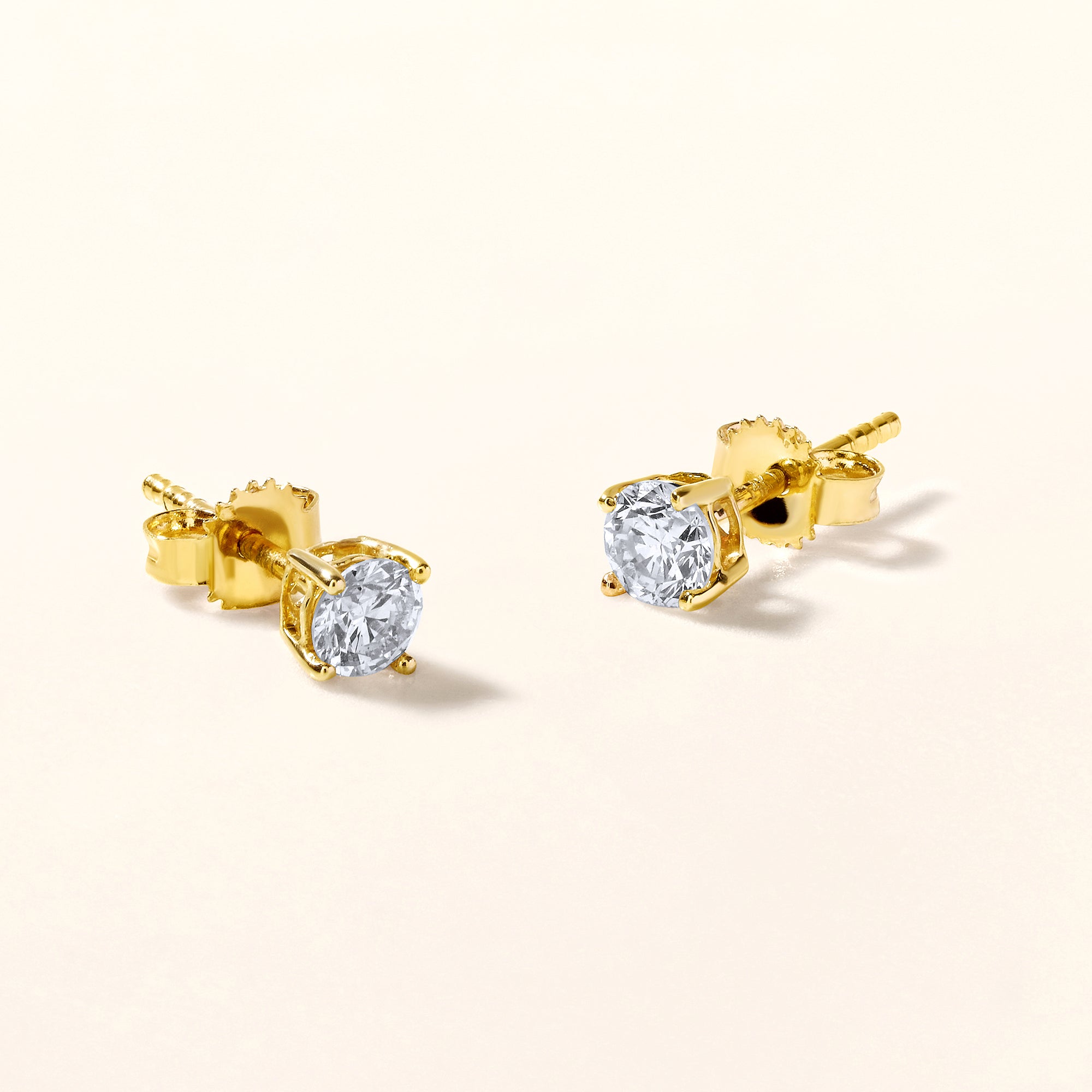 Certified 14K Gold 0.5ct Natural Diamond Classic Solitaire Stud Earrings