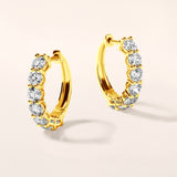 Certified 14K Gold 2.7ct Natural Diamond Thick Hoop Big Stone Bold Hoop Earrings