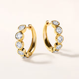 Certified 14K Gold 2.53ct Natural Diamond Classic Delicate Bezel Hoop Earrings