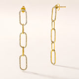 Certified 14K Gold 0.4ct Natural Diamond PaperClip Drop Delicate Long Earrings