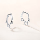 Certified 14K Gold 0.2ct Natural Diamond Bezel Drop Huggies Hoop Earrings