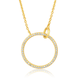 Certified 14K Gold 0.1ct Natural Diamond Eternity Circle Orbit Pendant Necklace