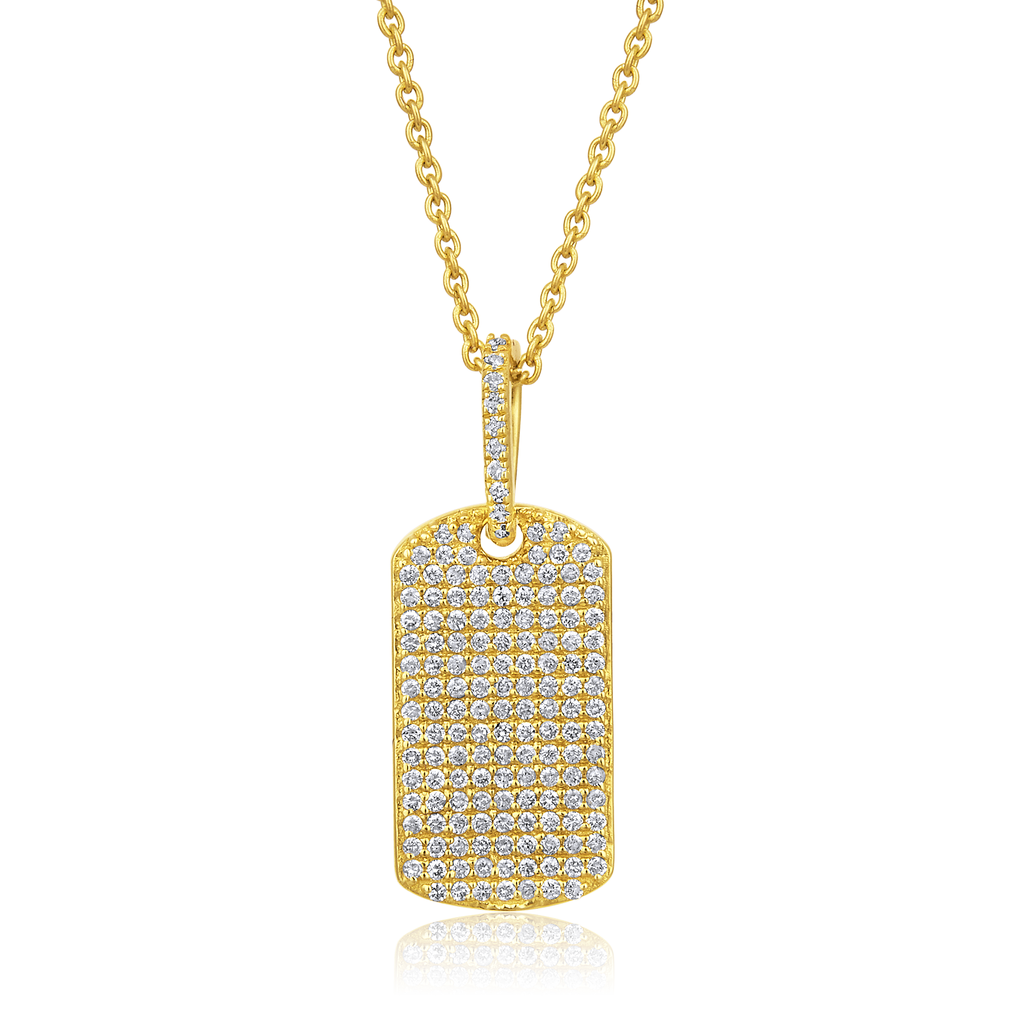 Certified 14K Gold 0.3ct Natural Diamond Infinity Dog Tag Stud Pendant Necklace