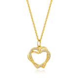 Certified 14K Gold 0.1ct Natural Diamond Heart Love Linked Pendant Necklace