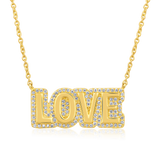 Certified 14K Gold 0.2ct Natural Diamond Love Heart Valentine Script Necklace