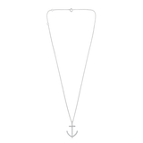 Certified 14K Gold 0.1ct Natural Diamond Cross Anchor Nautical Charm Necklace