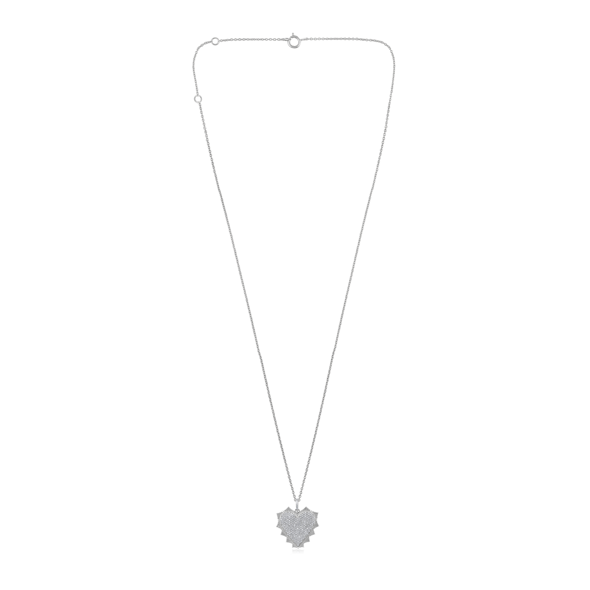 Certified 14K Gold 0.44ct Natural Diamond Starburst Heart Love Charm  Necklace