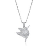 Certified 14K Gold 0.3ct Natural Diamond Hummingbird Petite Pendant Necklace