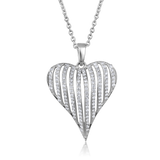 Certified 14K Gold 0.3ct Natural Diamond Heart Cage Designer Pendant Necklace