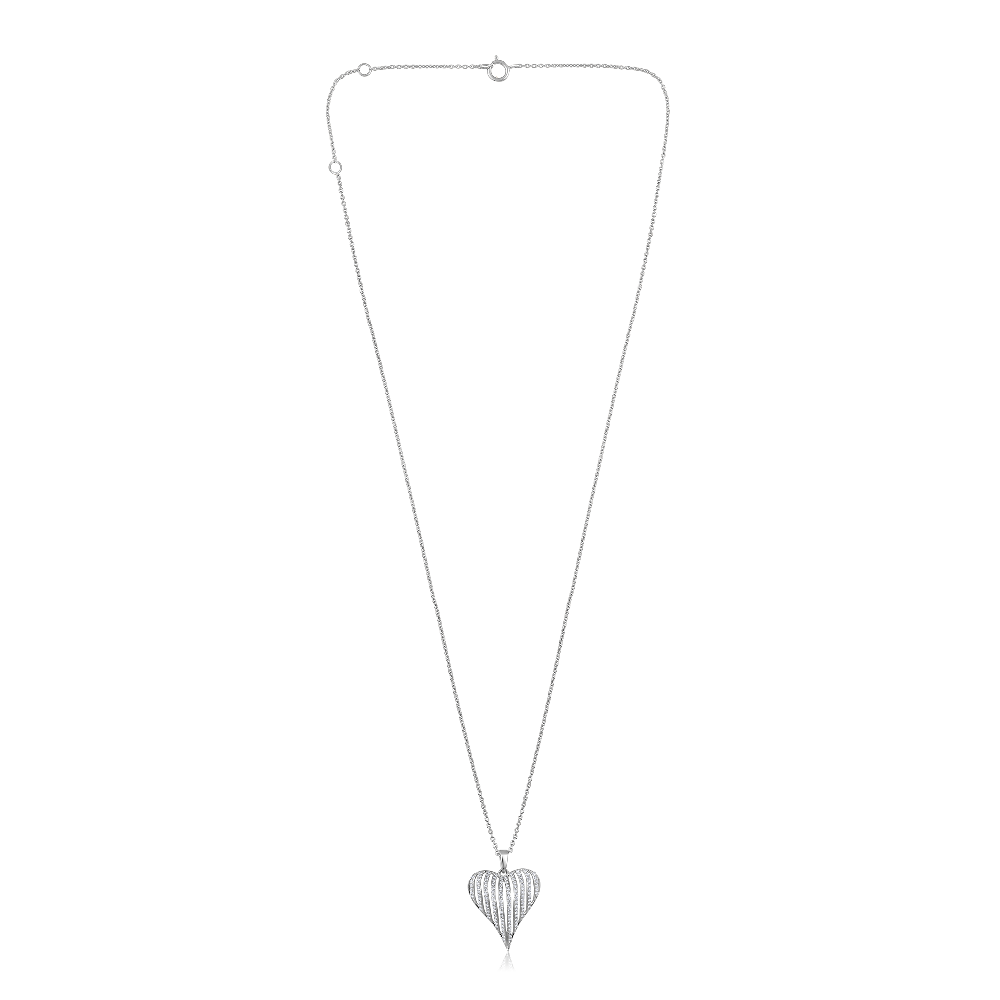 Certified 14K Gold 0.3ct Natural Diamond Heart Cage Designer Pendant Necklace