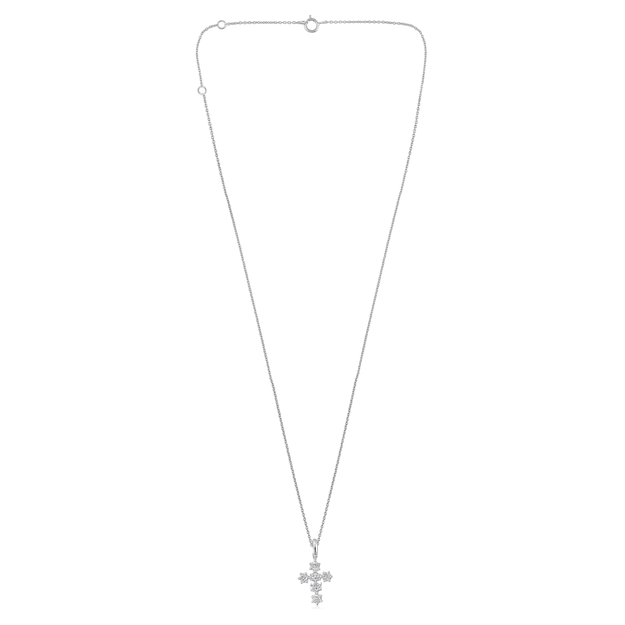 Certified 14K Gold 0.03ct Natural Diamond Cross Religion Charm Pendant Necklace