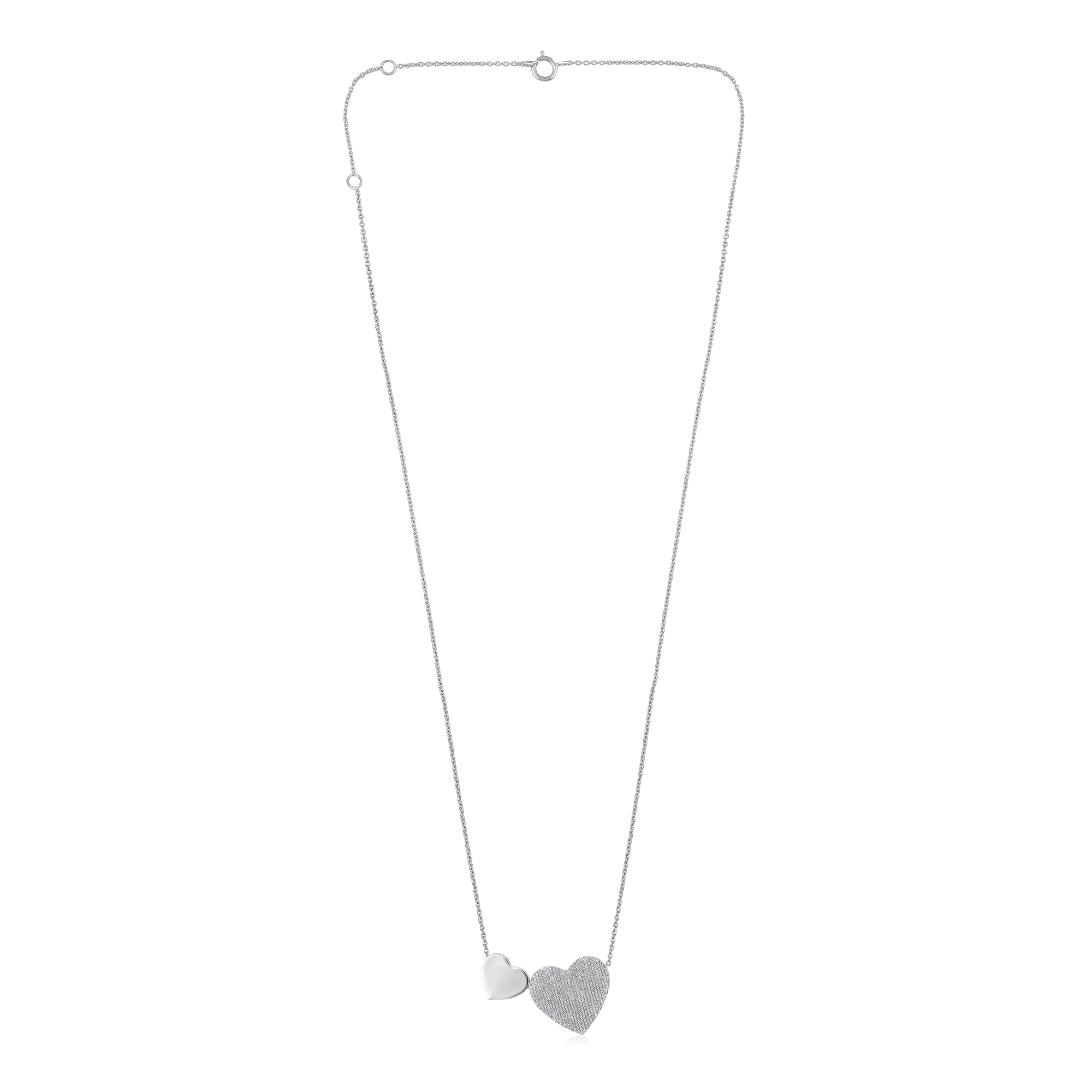 Certified 14K Gold 0.6ct Natural Diamond Heart Linked Love Pendant Necklace