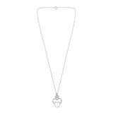 Certified 14K Gold 0.1ct Natural Diamond Crown 2 Heart linked Pendant Necklace