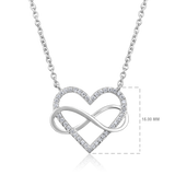 Certified 14K Gold 0.1ct Natural Diamond Intertwined Heart Infinity Necklace